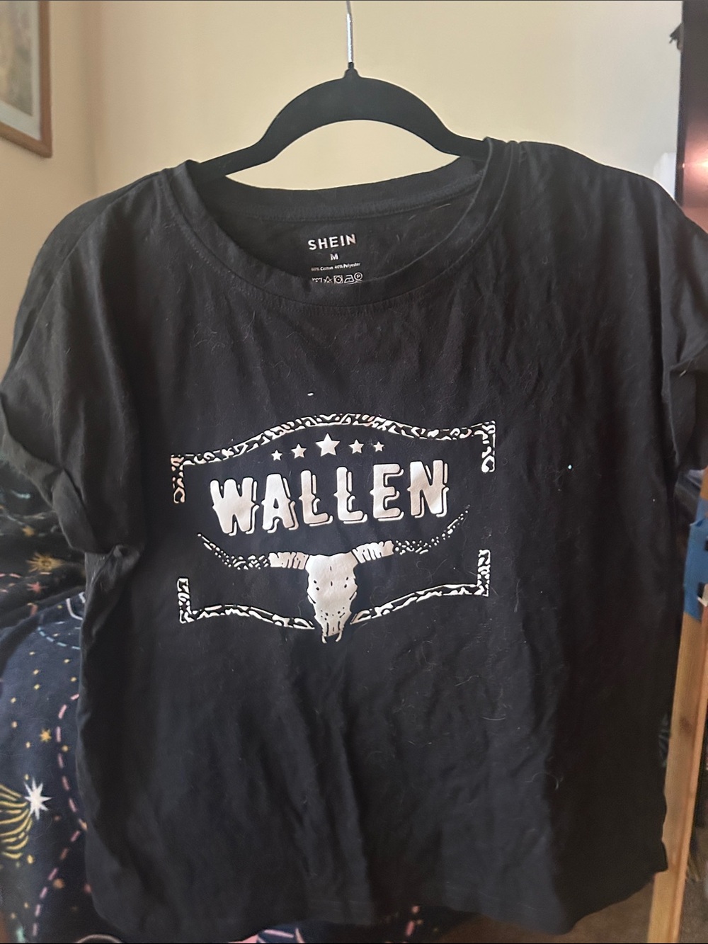 SHEIN Black Graphic 'WALLEN' Tee